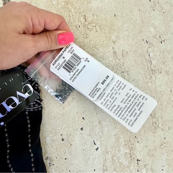 New! Adrianna Papell Beaded Tank, Size S, black - Picture 12 of 13